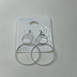 Icing Circle Dangle Earrings Silver